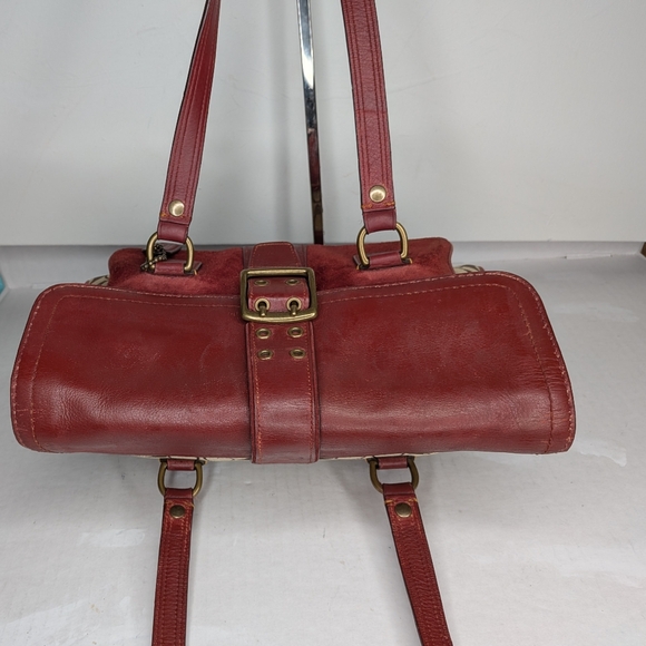 Coach Special Edition Signature Buckle Satchel Red Leather Suede Canvas Bag Y2K - Picture 6 of 16
